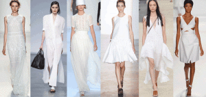 Spring 2014 runways, from left: Rachel Zoe, Helmet Lange, Badgley Mischka, Peter Som, Chloe and Kaufman Franco.